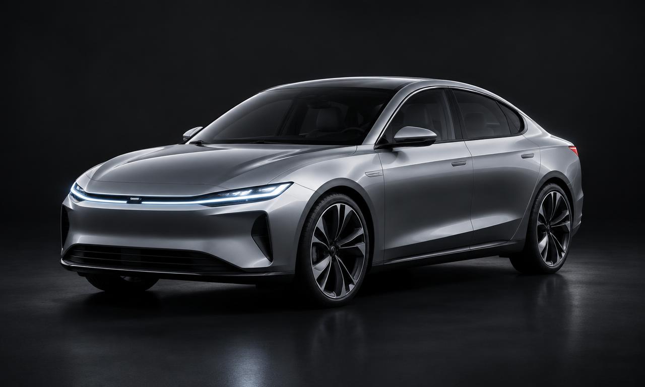 Premium red electric sedan